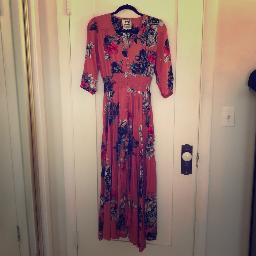 Peach Floral Maxi Dress